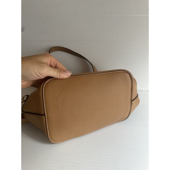 Steve Madden Vegan Leather Small Tote in Cognac W/ Cheetah Bow Scarf Accent - Picture 5 of 8